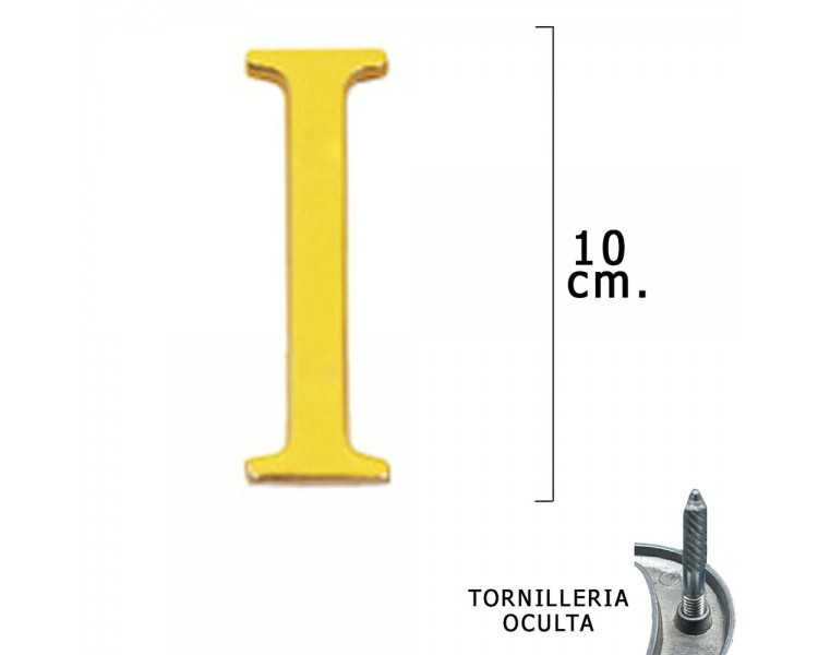 Letra Latón "I" 10 cm. con Tornilleria Oculta (Blister 1 Pieza)