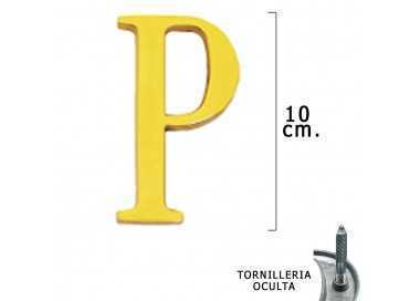 Letra Latón "P" 10 cm. con Tornilleria Oculta (Blister 1 Pieza)