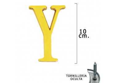 Letra Latón "Y" 10 cm. con Tornilleria Oculta (Blister 1 Pieza)