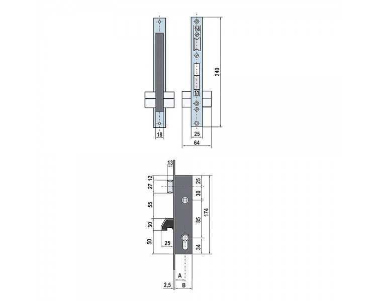 Cerradura Lince 5570-25    Frente  Inoxidable