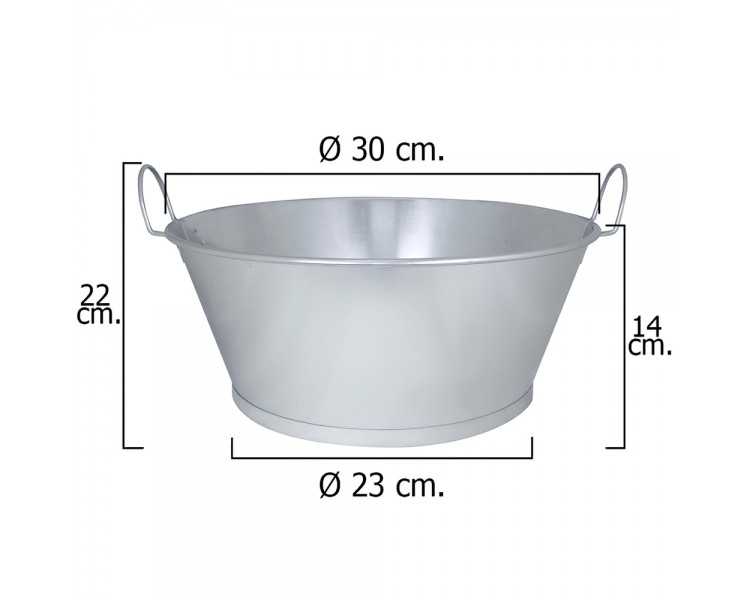 Barreño Galvanizado Baño  12"  30x14 cm.   6 Litros