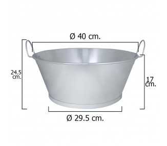 Barreño Galvanizado Baño  16"  40x17 cm. 14 Litros