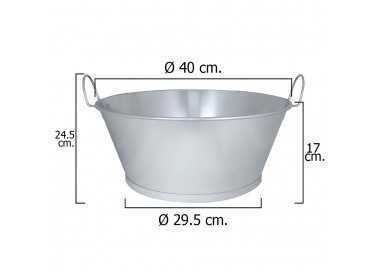 Barreño Galvanizado Baño  16"  40x17 cm. 14 Litros