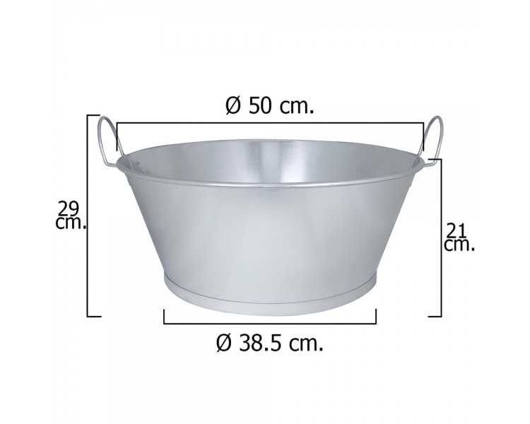 Barreño Galvanizado Baño  20"  50x21 cm. 30 Litros