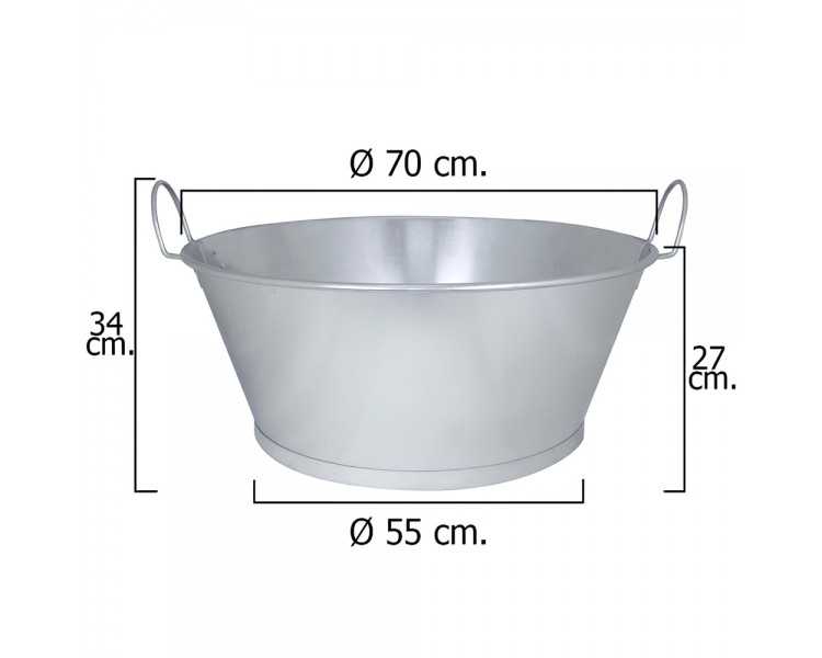 Barreño Galvanizado Baño  28"  70x27 cm. 62 Litros
