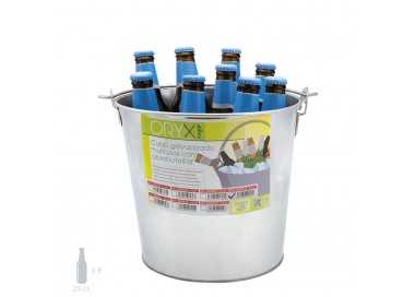 Cubo Zinc Metal Galvanizado Multiusos  8 Litros 25 x 19 x 22 (alt.) cm. con Abre Botellas
