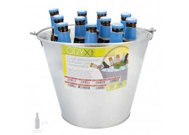 Cubo Zinc Metal Galvanizado Multiusos 12 Litros 33 x 20.5 x 24 (alt.) cm. con Abre Botellas