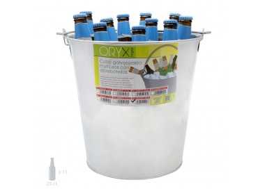 Cubo Zinc Metal Galvanizado Multiusos 14 Litros 28 x 21 x 28 (alt.) cm. con Abre Botellas