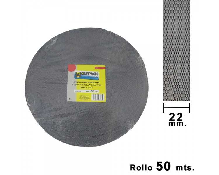 Cinta Persiana Wolfpack Gris 22 mm. Rollo 50 metros