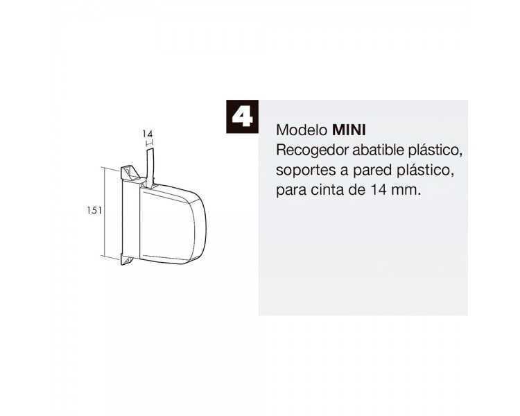 Recogedor Persiana Mini  6 Metros Abatible Cinta 14 mm.