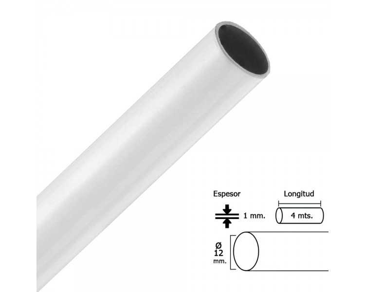 Barra Armario Lacado Blanco Redondo 12 mm.Ø (Barra 4,0 Metros)