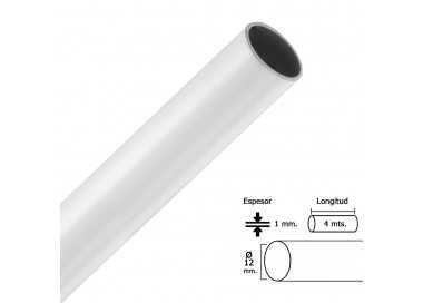 Barra Armario Lacado Blanco Redondo 12 mm.Ø (Barra 4,0 Metros)