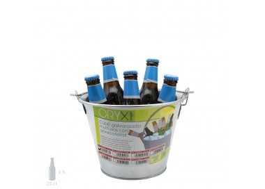 Cubo Zinc Metal Galvanizado Multiusos  2 Litros 20.5 x 14 x 15 (alt.) cm. con Abre Botellas