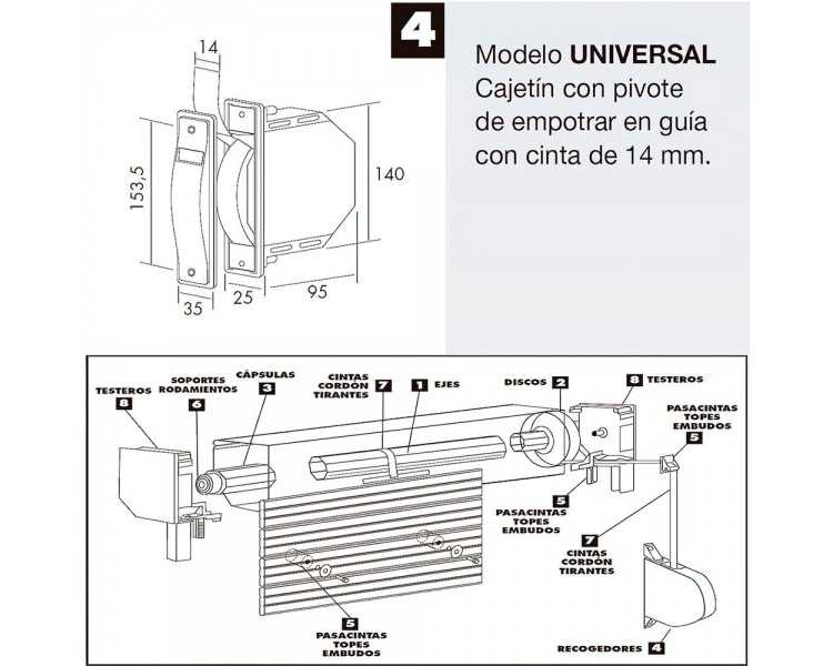 Recogedor Persiana Mini  6 Metros Embutir Cinta 14 mm.