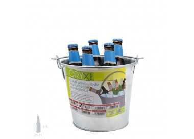 Cubo Zinc Metal Galvanizado Multiusos  4 Litros 20.5 x 18 x 15.5 (alt.) cm. con Abre Botellas
