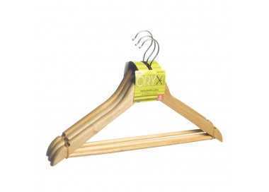 Juego Perchas de Madera, Percha Curva 450 mm. (Pack 3 Piezas)