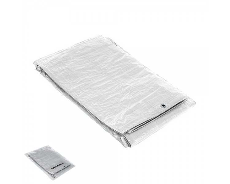 Lona Impermeable Reforzada 6x12 metros (Aproximadamente) Con Ojetes Metálicos, Lona de Protección Duradera, Color Blanco.