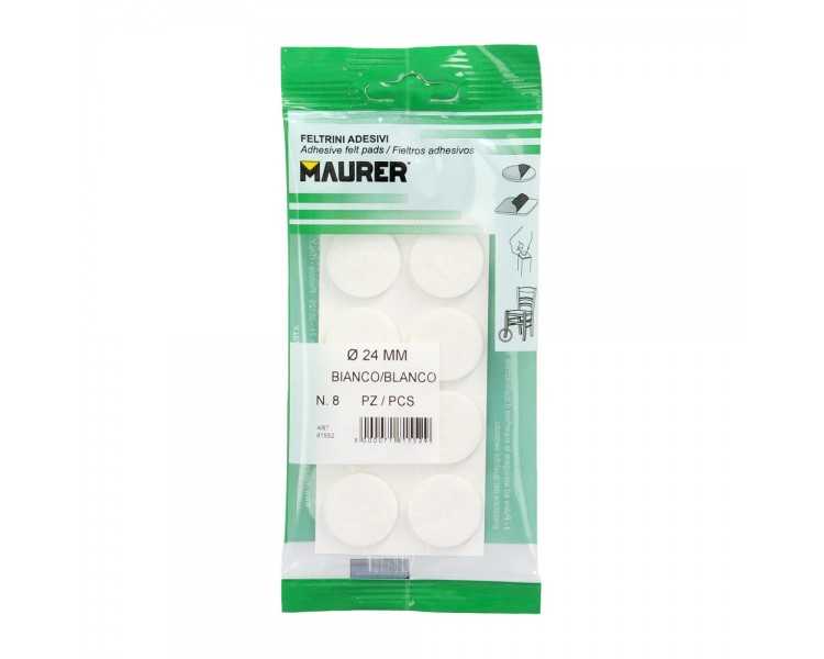 Fieltro Adhesivo Ø 24 mm. (Blister 8 Piezas) Blanco