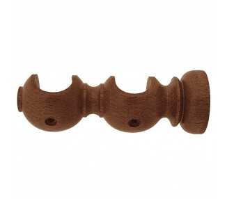 Soporte Madera Liso Abierto Doble 28x120 mm. Nogal