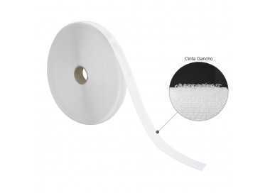 Cinta Velcro Gancho Con Adhesivo Blanco Rollo 25 metros
