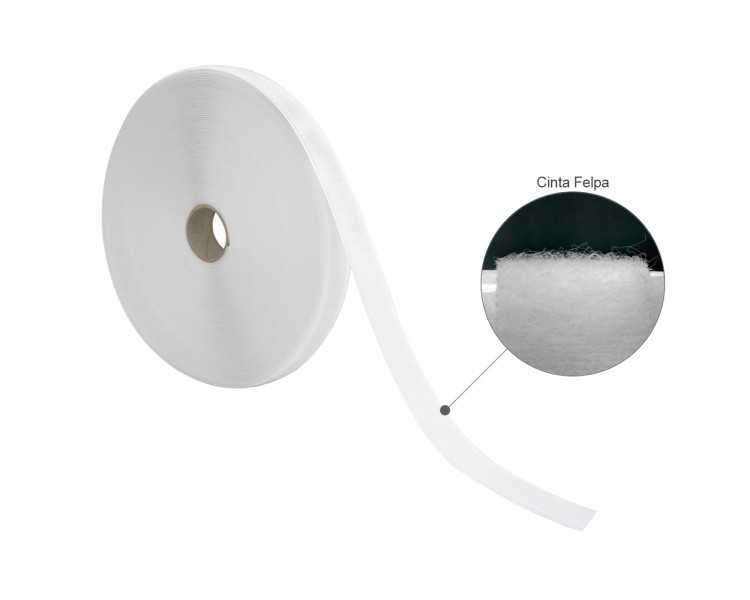 Cinta Velcro Felpa Con Adhesivo Blanco Rollo 25 metros