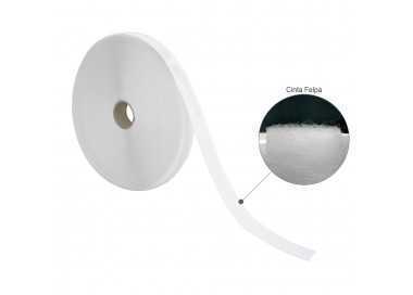 Cinta Velcro Felpa Con Adhesivo Blanco Rollo 25 metros
