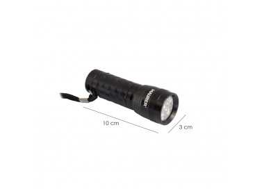 Linterna LED De Mano De Aluminio A Pilas(3 AAA) 55 Lumenes 14 Leds Mango Engomado (Expositor 12 piezas)