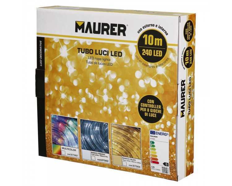 Luces Navidad Tubo Luz Multicolor 240 LEDs Uso  Exteriores / Interiores Protección IP44 Rollo 10 Metros