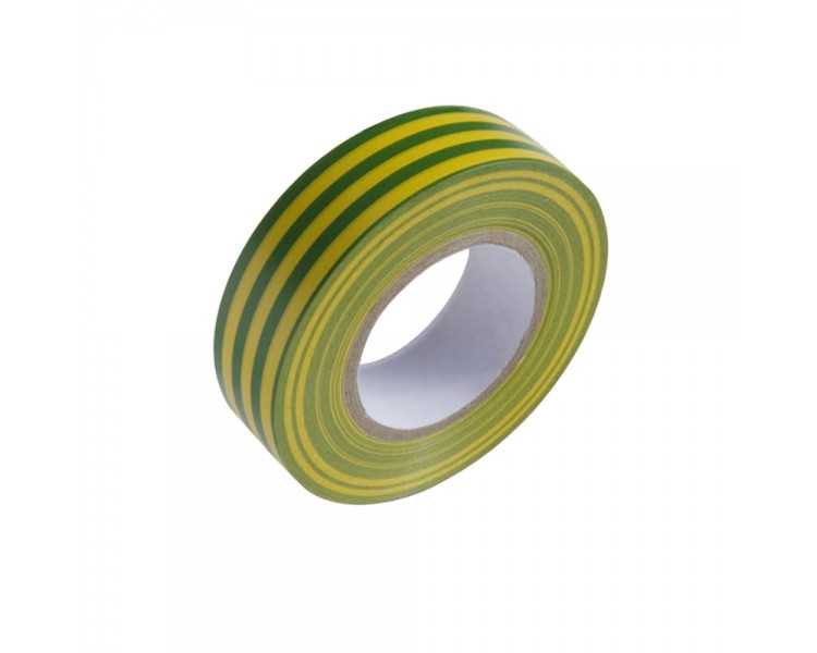 Cinta Aislante 20 m. x 19 mm.  Amarilla / Verde Uso doméstico