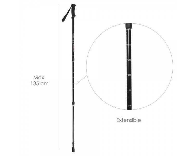 Baston Bordon Caminar Extensible 0,65-1,35 metros Negro