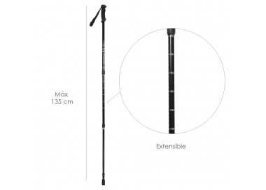 Baston Bordon Caminar Extensible 0,65-1,35 metros Negro