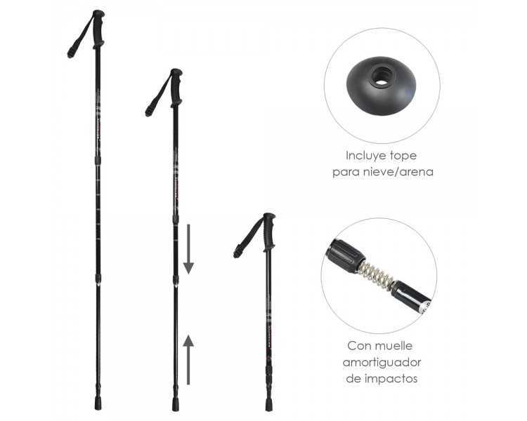 Baston Bordon Caminar Extensible 0,65-1,35 metros Negro