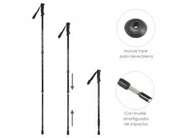 Baston Bordon Caminar Extensible 0,65-1,35 metros Negro