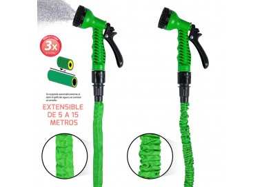 Manguera Extensible Riego  5 a 15 Metros Con  Pistola De 7 Posiciones