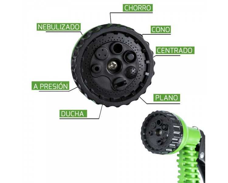 Manguera Extensible Riego  5 a 15 Metros Con  Pistola De 7 Posiciones
