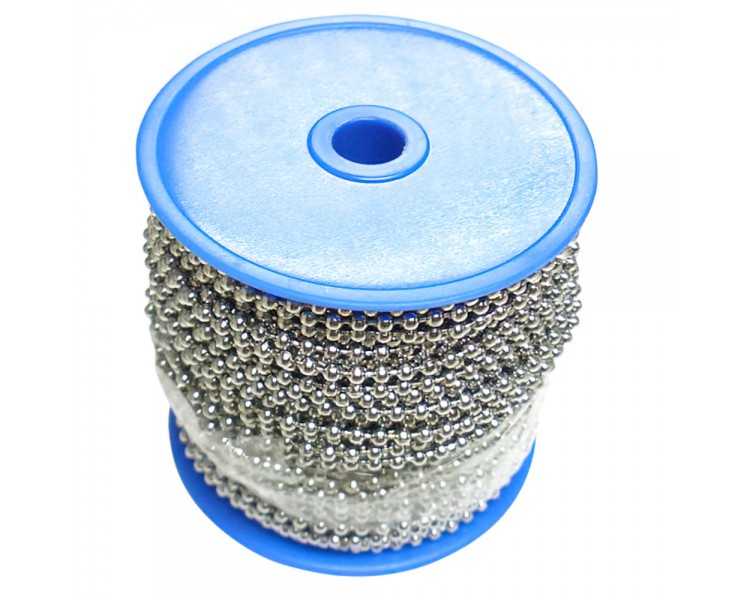 Cadena Bolas Laton Cromado 3,2 mm. Rollo 50 metros