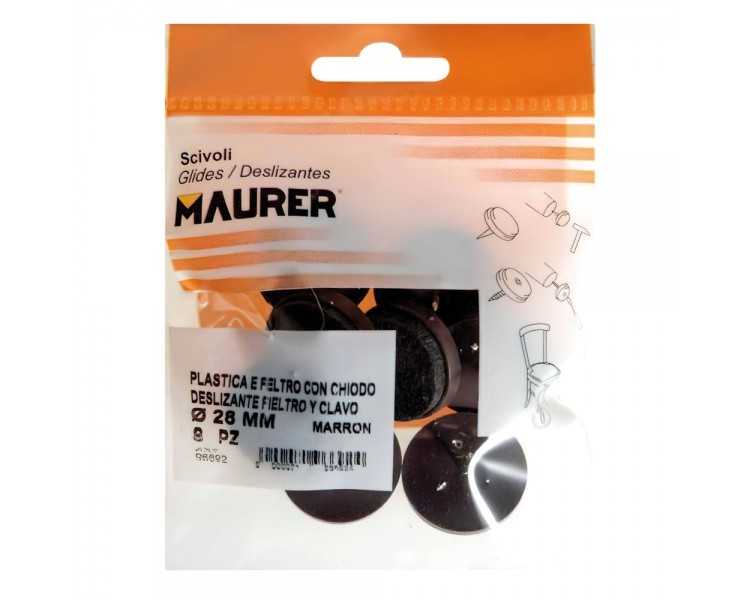 Deslizante Marron Con Fieltro Ø28 (Blister 8 Unidades)