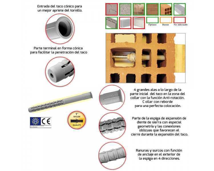 Taco Wolfpack Con Tirafondo Torx MU-XL 10 x 140 mm. (Caja de 50 piezas)