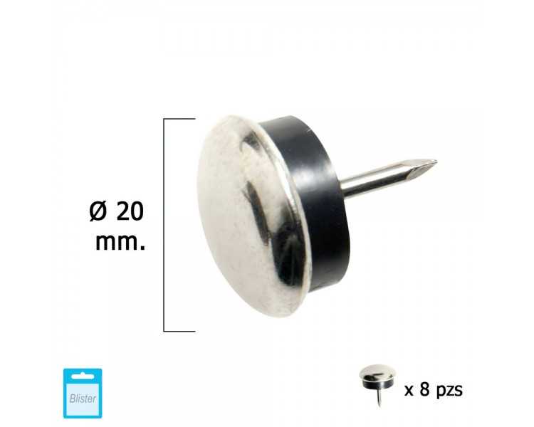 Deslizante Metal Goma Claro Ø20 (Blister 8 Unidades)