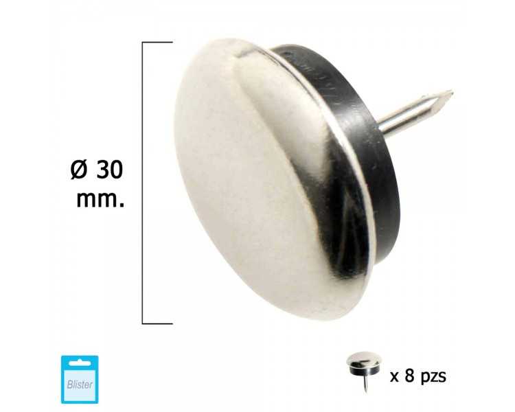 Deslizante Metal Goma Claro Ø30 (Blister 8 Unidades)