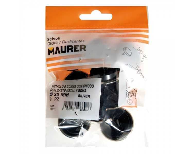 Deslizante Metal Goma Claro Ø30 (Blister 8 Unidades)