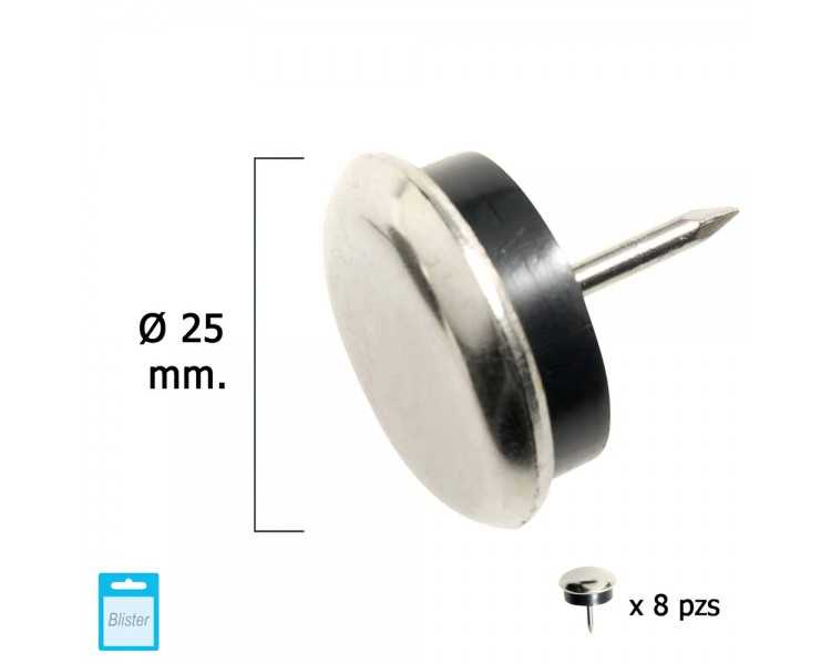Deslizante Metal Goma Claro Ø25 (Blister 8 Unidades)