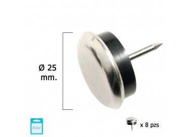 Deslizante Metal Goma Claro Ø25 (Blister 8 Unidades)