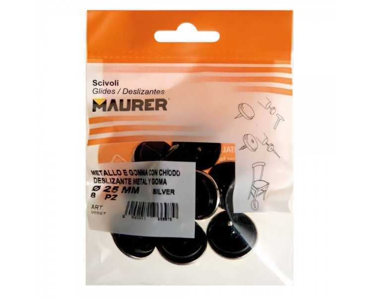 Deslizante Metal Goma Claro Ø25 (Blister 8 Unidades)