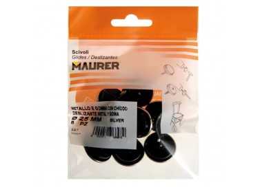 Deslizante Metal Goma Claro Ø25 (Blister 8 Unidades)