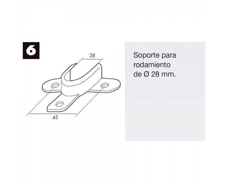 Soporte Persiana Rodamiento Zincado  28 mm. de Diametro