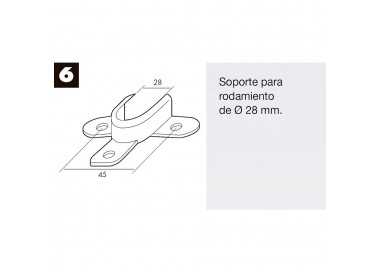 Soporte Persiana Rodamiento Zincado  28 mm. de Diametro