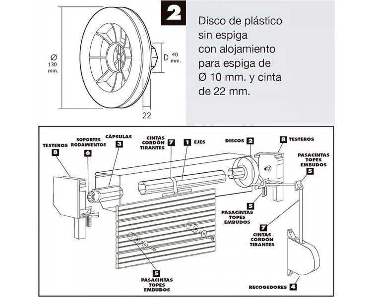 Disco Persiana Plastico Octogonal  130x40 mm. Cinta 22 mm.