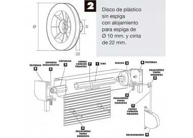 Disco Persiana Plastico Octogonal 160x60 mm. Cinta 22 mm.