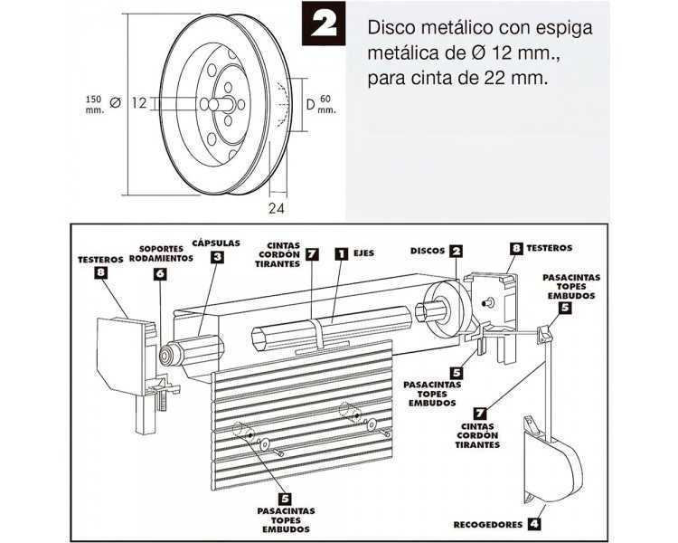 Disco Persiana Metalico Espiga Metalica 150x60 Cinta 22 mm.